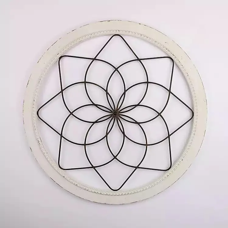 Round Wood and Metal Bella Wall Plaque