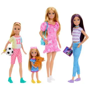 Barbie Sister Doll Set With Clothes & Accessories, Includes Barbie, Skipper, Stacie, & Chelsea