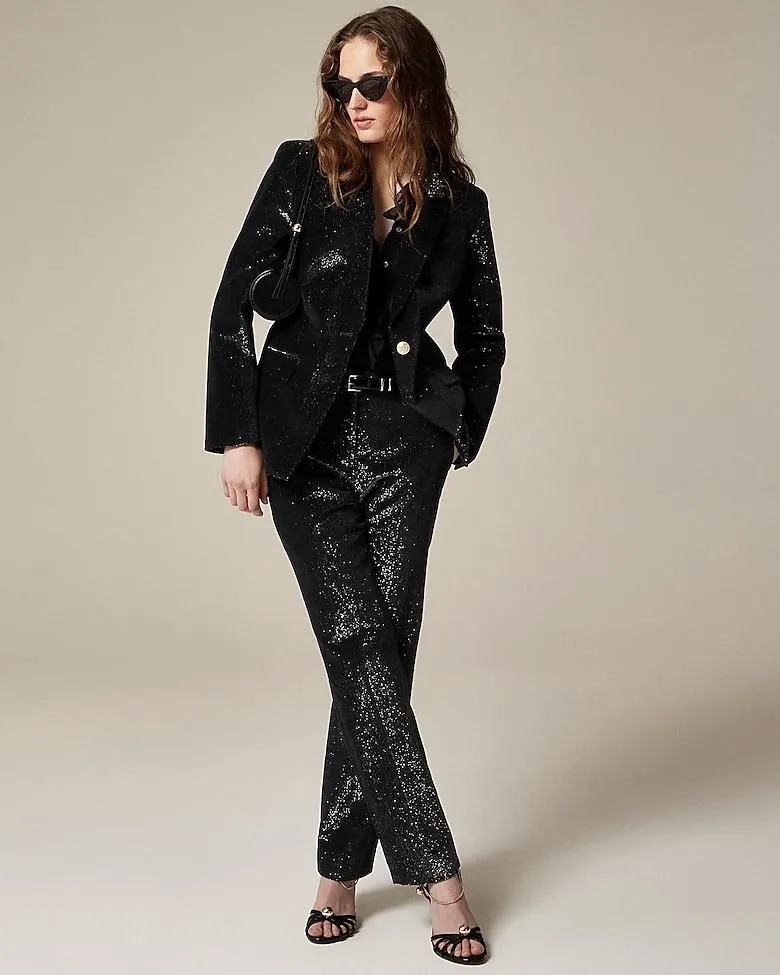 Collection straight-leg pant in metallic corduroy