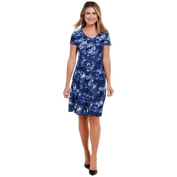 Womens Sami & Jo Short Sleeve Jacquard Seamed Shift Dress