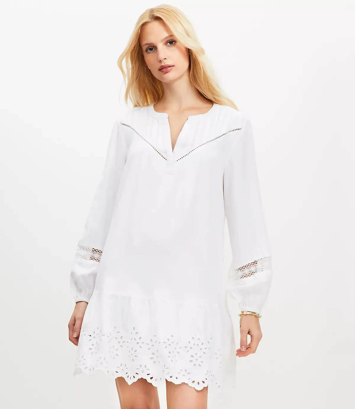 Eyelet Flounce Mini Dress