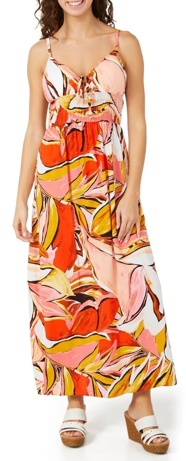 Jolie & Joy Juniors Painterly Peach Tier Maxi Dress