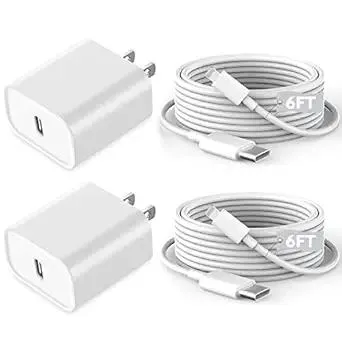 Fast iPhone Charger, iPhone Charger Fast Charging 2Pack Quick Chargers 6ft Long USB C to Lightning Cable Quick Charging Cord USB Charge Block Adapter for iPhone 14 Plus/14 ProMax/13 Mini 12/11/XS/iPad