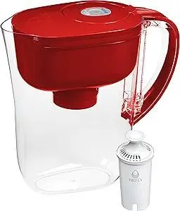 Brita Water Filter Pitcher for Tap and Drinking Water with 1 Standard Filter, Lasts 2 Months, 6-Cup Capacity, BPA Free, Red