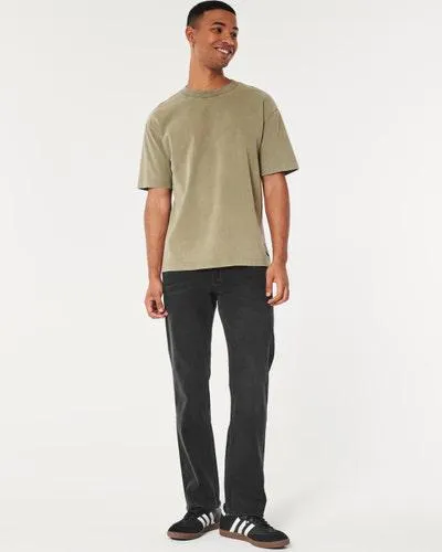 Washed Black Straight Jeans