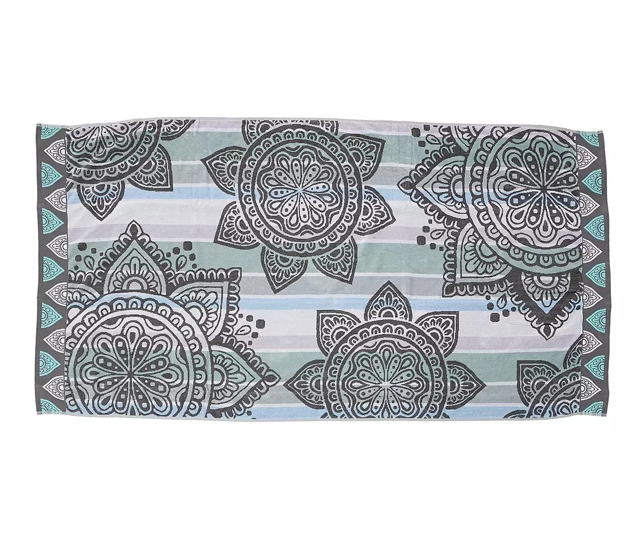 Gray & Turquoise Medallion Beach Towel