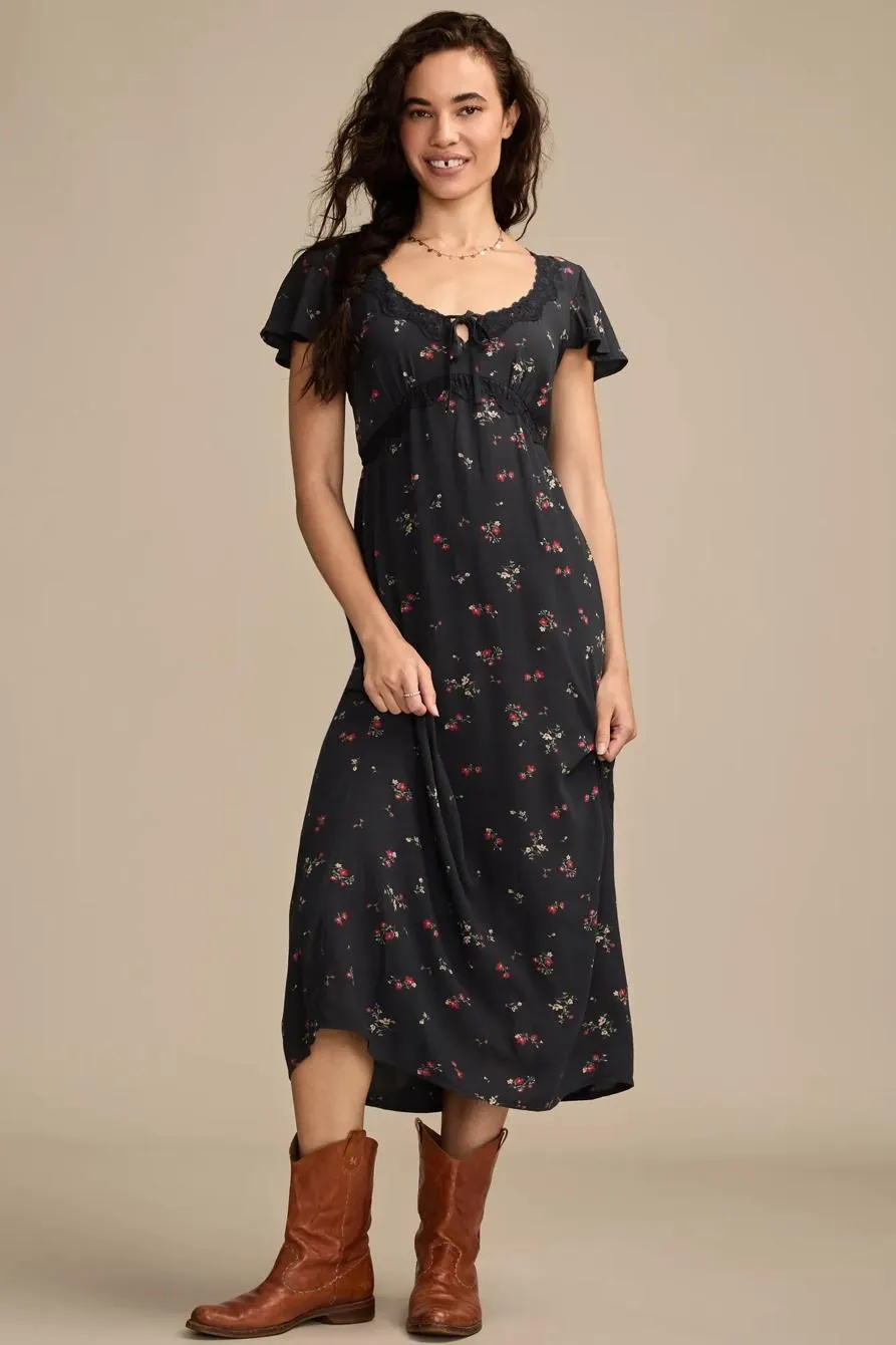 lace trim midi slip dress