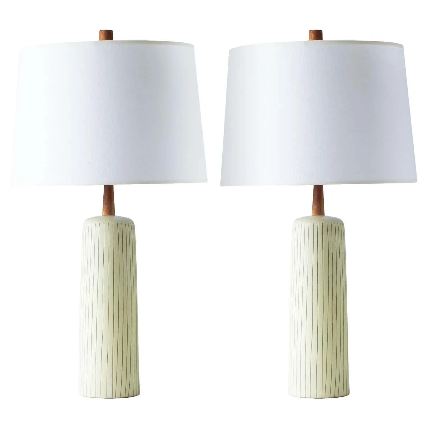 Gordon & Jane Martz / Marshall Studios Ceramic Table Lamps, Pale Yellow Glaze