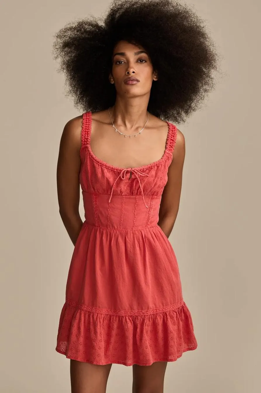 corset eyelet mini dress