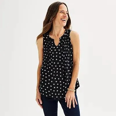 Women's Croft & Barrow® Pintuck Sleeveless Shell Top