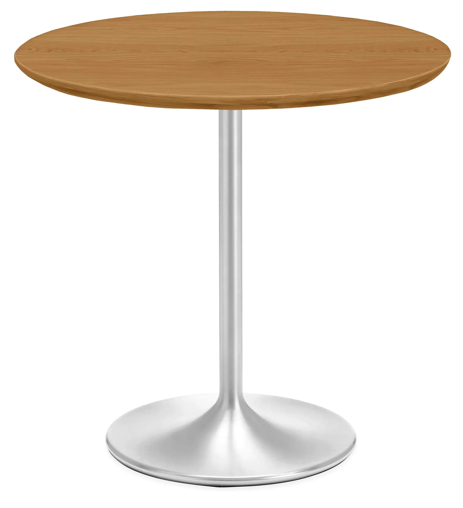 Aria 22 diam 22h Round End Table w/Stainless Steel Base & White Oak Top
