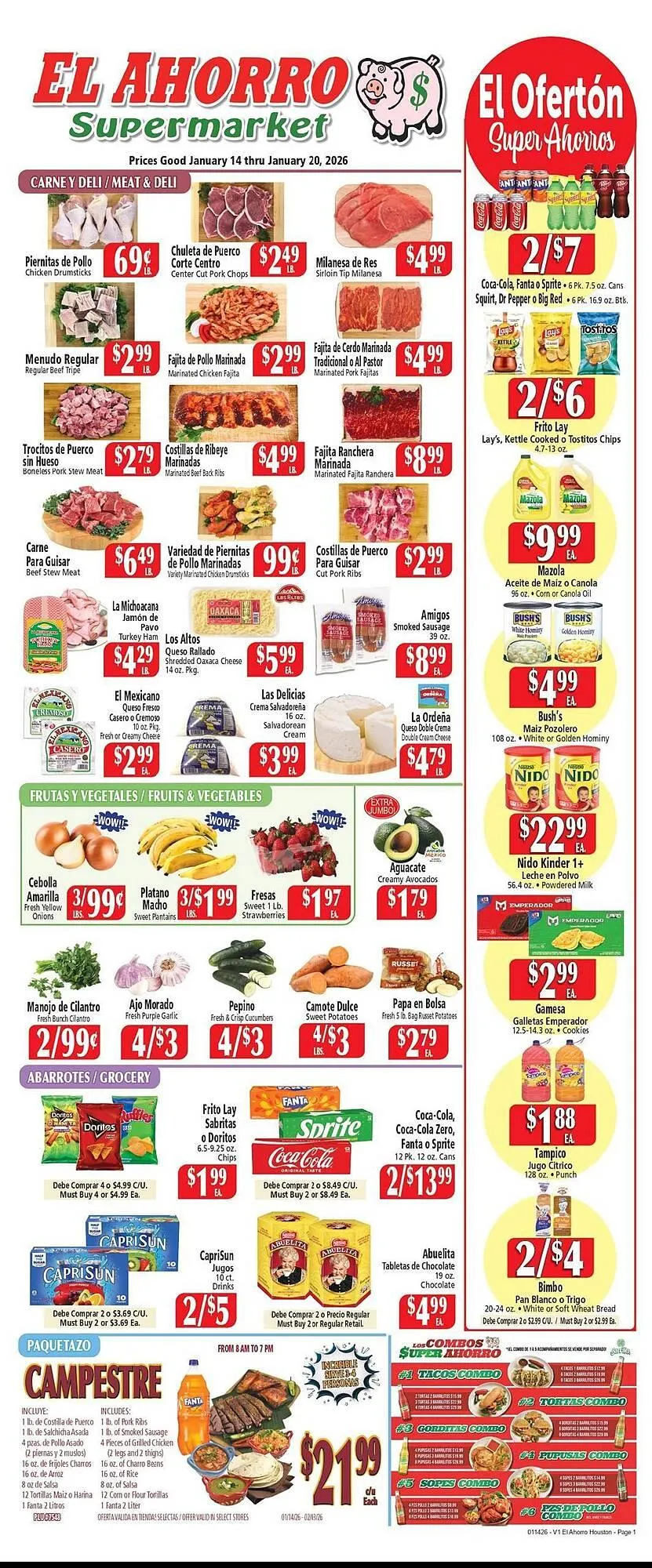 Weekly ad El Ahorro weekly ad from January 14 to January 20 2026 - Page 1