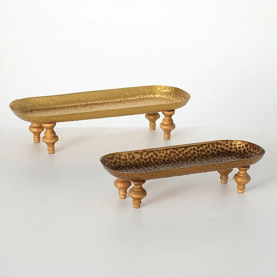 Sullivans 2 -Pack Gold Metal Modern Decorative tray