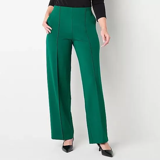new! Liz Claiborne-Tall Womens Mid Rise Wide Leg Easy-on + Easy-off Seated Wear Pull-On Pants
