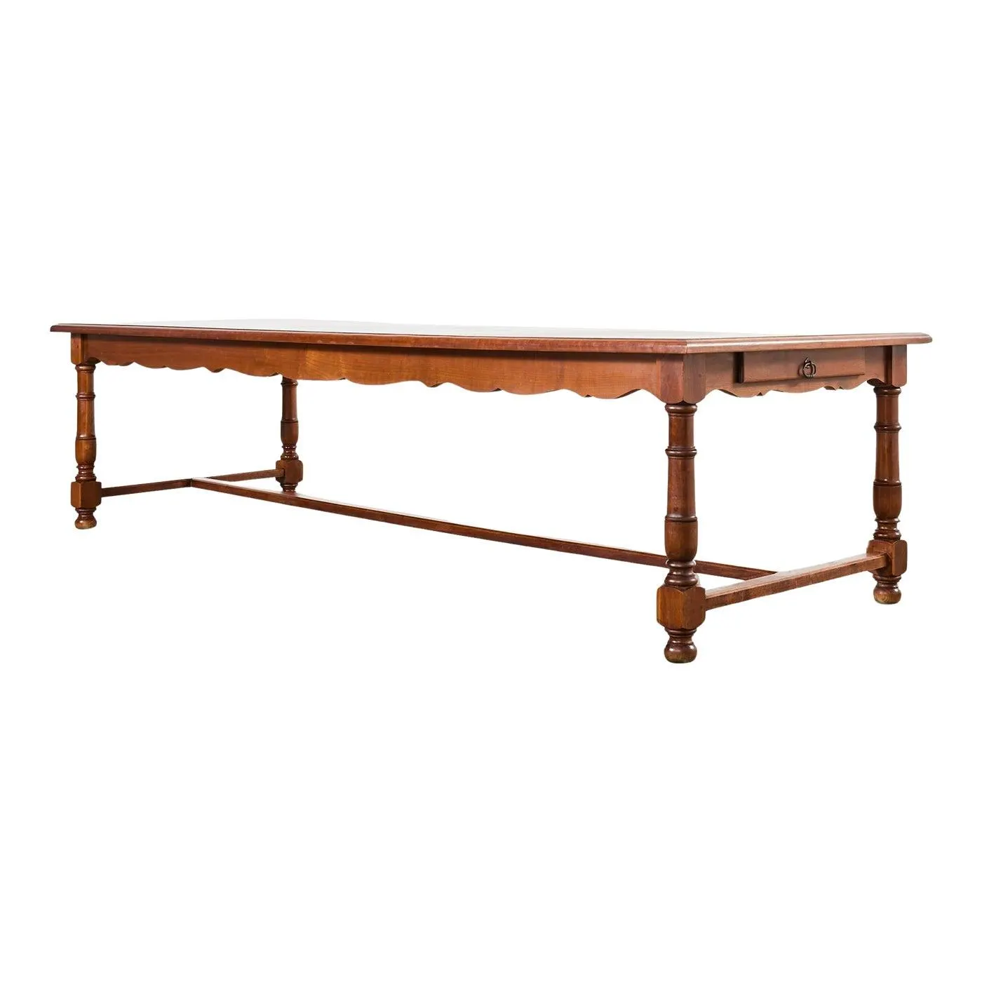 Country French Provincial Fruitwood Farmhouse Trestle Dining Table