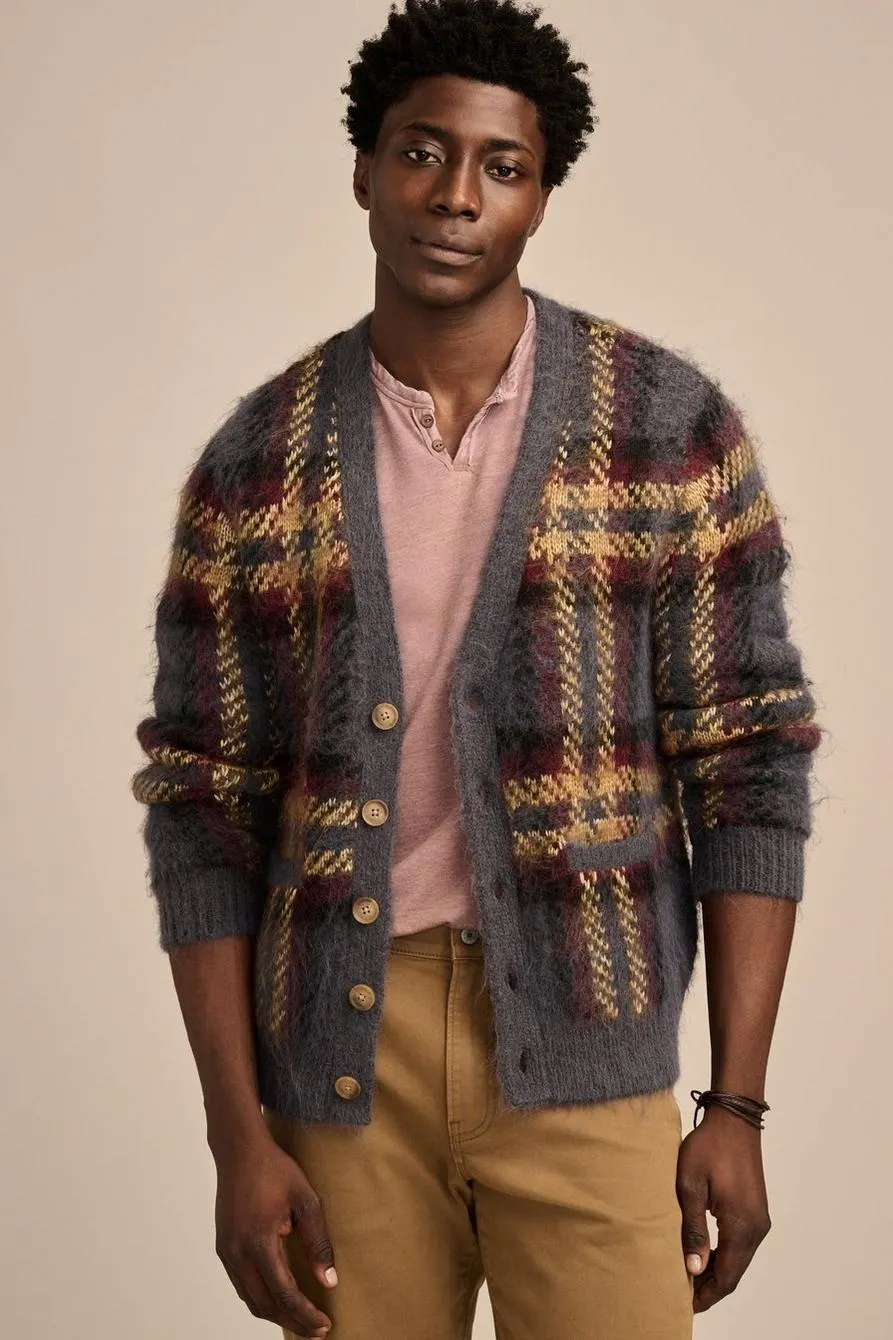 jacquard brushed cardigan