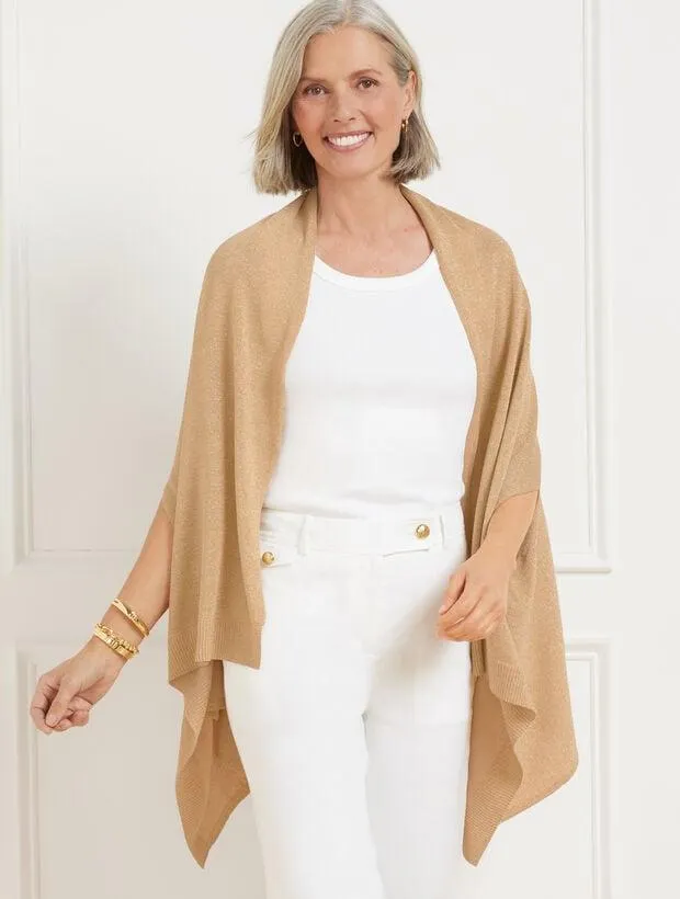 Metallic Jersey Stitch Linen Blend Travel Ruana