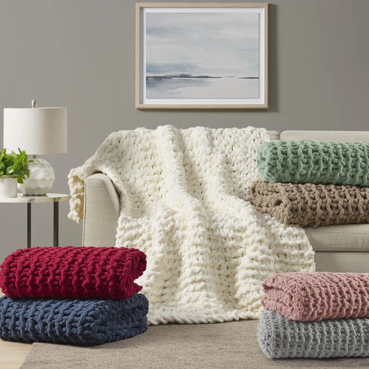 Chenille Chunky Knit Luxurious Soft Handmade Throw