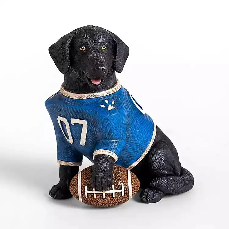 Black Lab Football Figurine, 7 in.