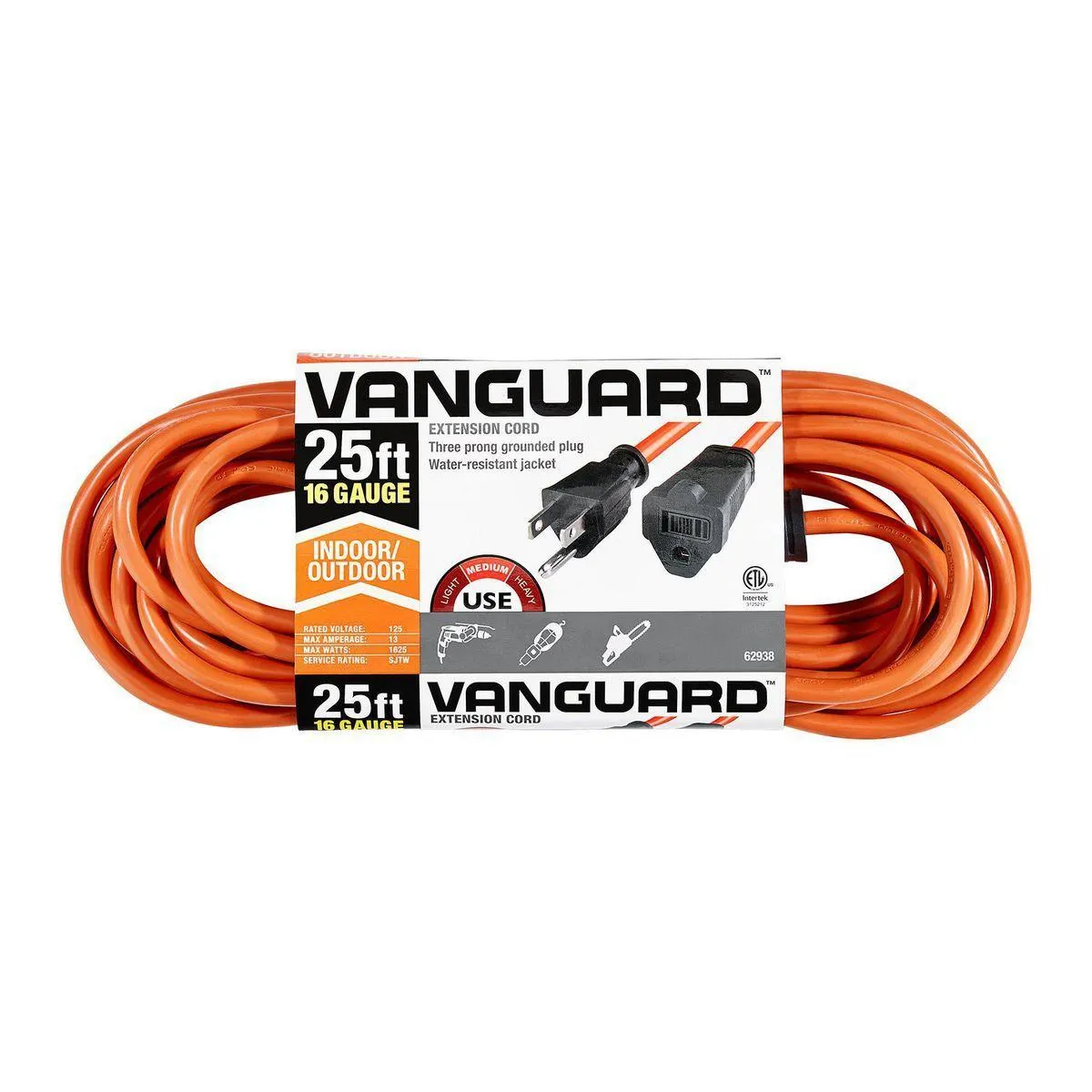 25 ft. x 16/3 Gauge Indoor/Outdoor Extension Cord, Orange