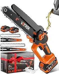 Unique Gift for Men: Mini Chainsaw Cordless 8 inch & 6 inch, Powerful & Safe Electric Handheld Chain Saw with 2 Batteries, Ultimate Garden Gift for Dad, Husband, Father, Christmas & Birthdays