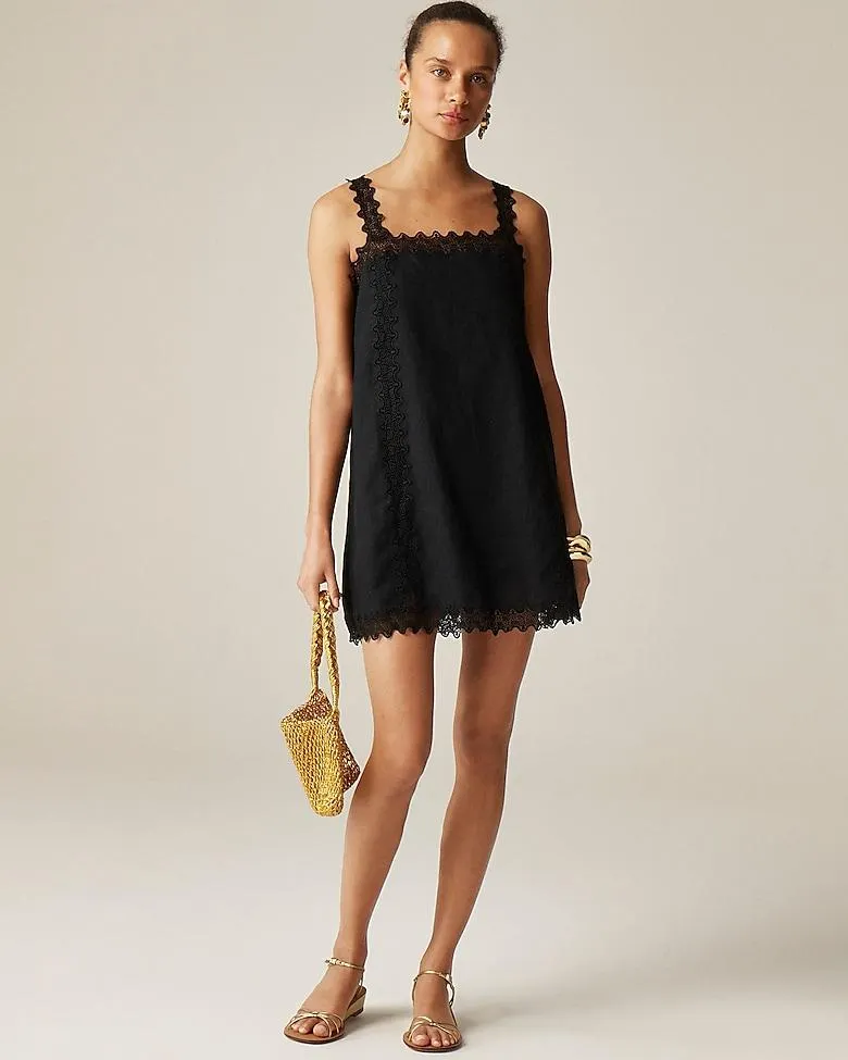 Lace-trim shift dress