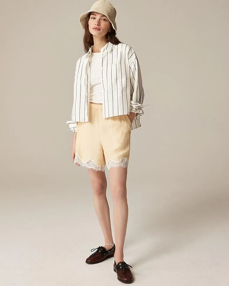 Étienne cropped button-up shirt in stripe