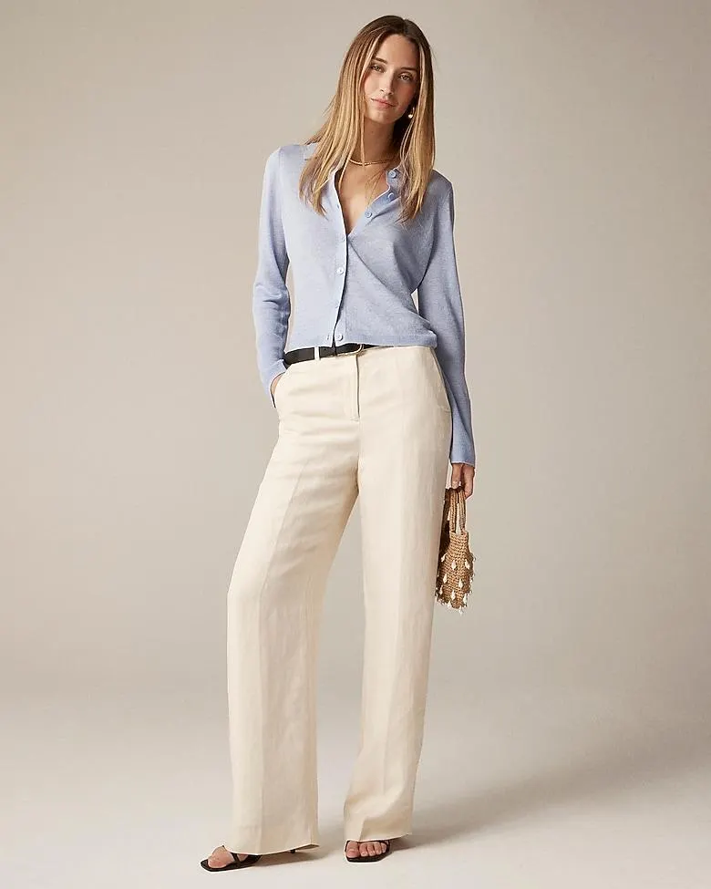 Wide-leg pant in linen-cupro blend