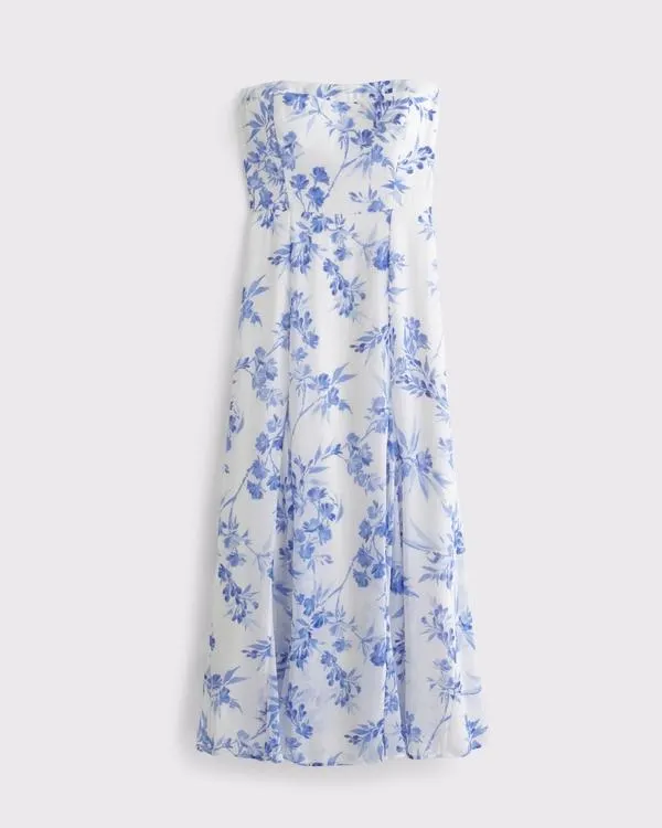 The A&F Camille Strapless Godet Midi Dress