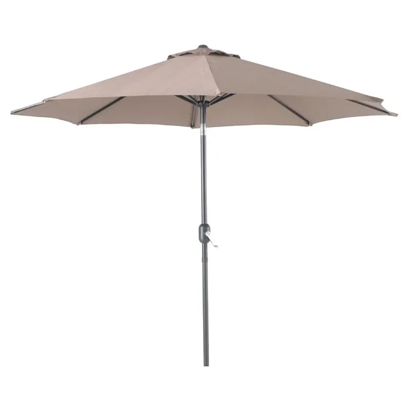 Taupe Crank & Tilt Round Outdoor Patio Umbrella, 9'