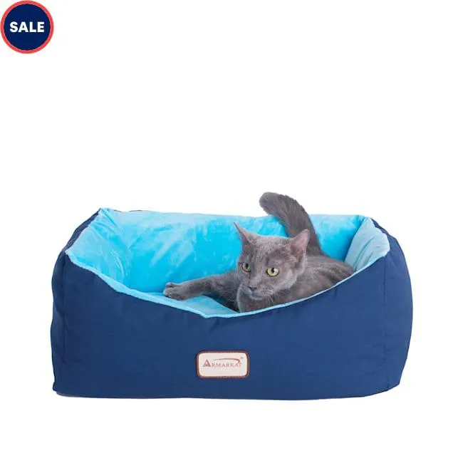 Armarkat Navy/Sky Blue Pet Bed, 21.5 " L X 18" W X 8" H