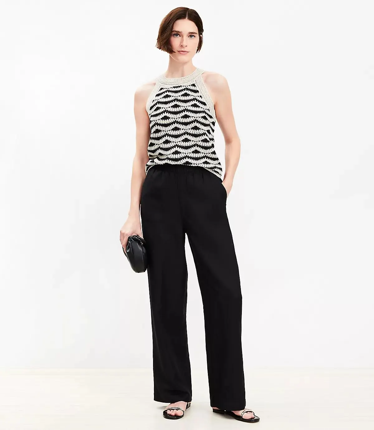 Pull On Straight Pants in Linen Blend