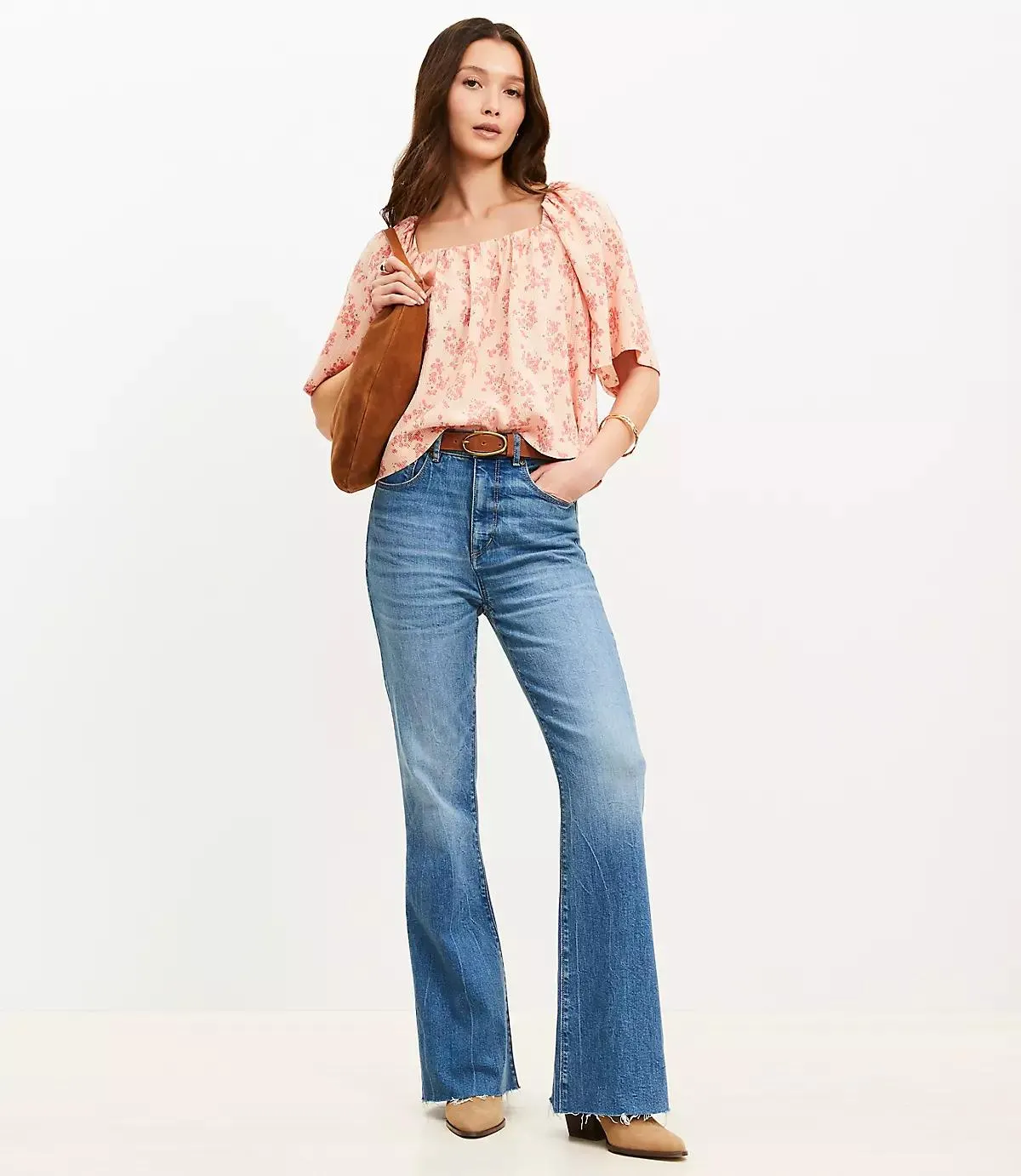 Floral Flutter Square Neck Top