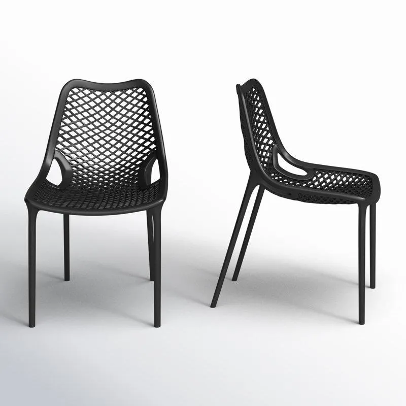 Black Farrah Outdoor Stacking Dining Side Chair