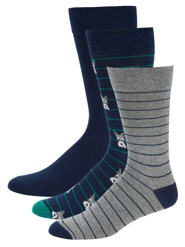 ​3-Pack Assorted Schnauzer Dress Socks
