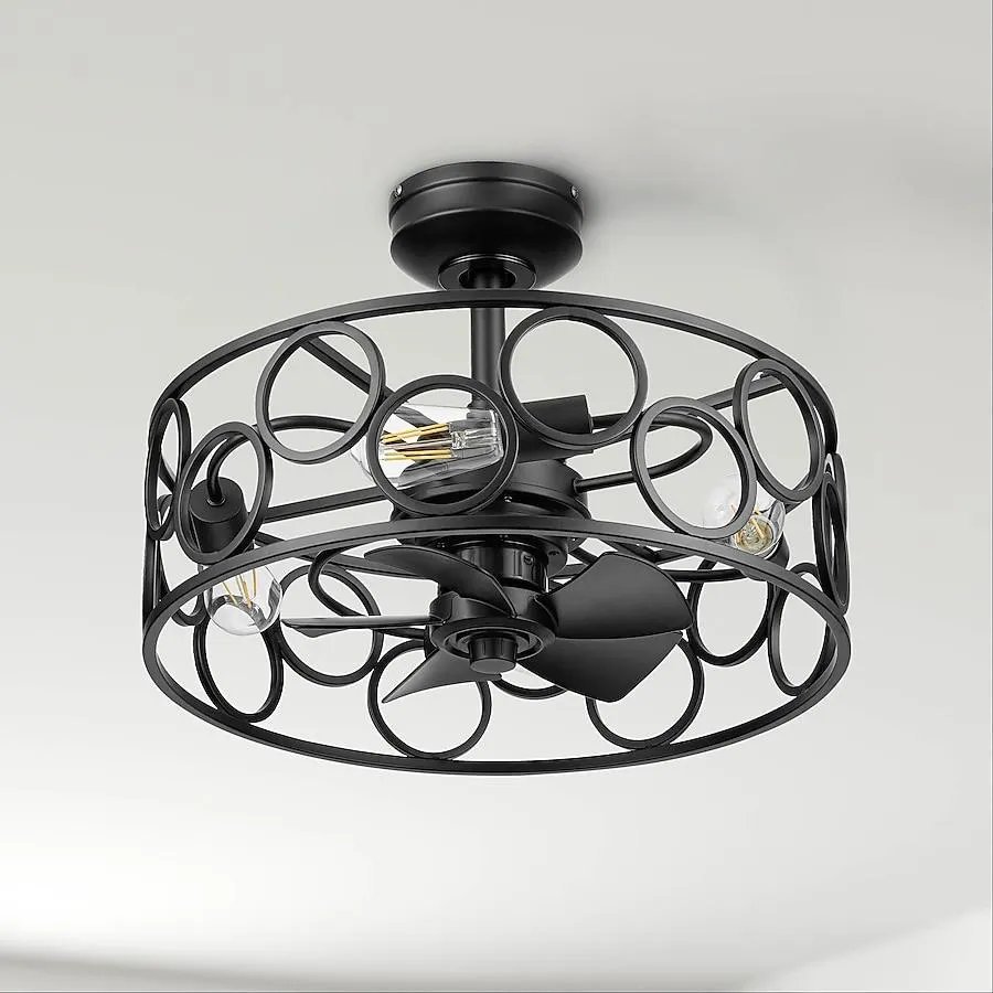 Harbor Breeze Olympia 20-in Matte Black with Matte Black Blades Fandelier Ceiling Fan With Light - Remote Included ( 5 -Blade )