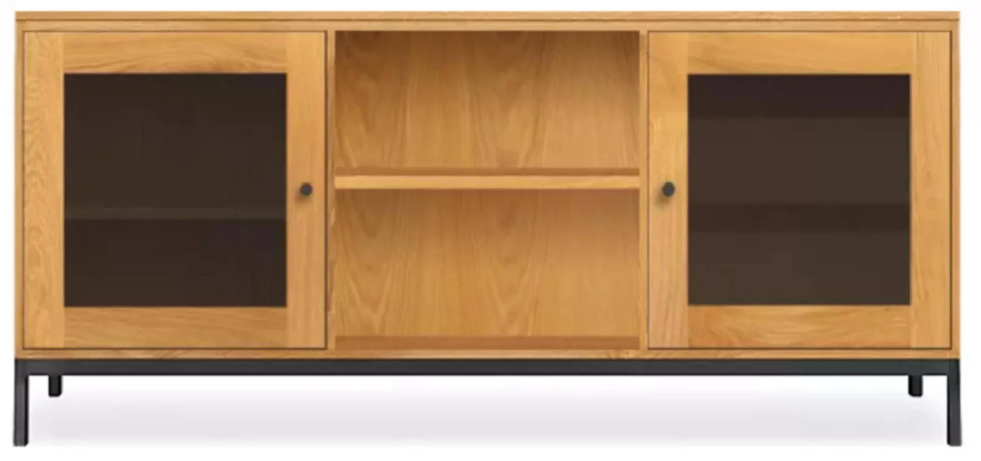 Linear 59w 16d 27h Cabinet in White Oak with Natural Steel