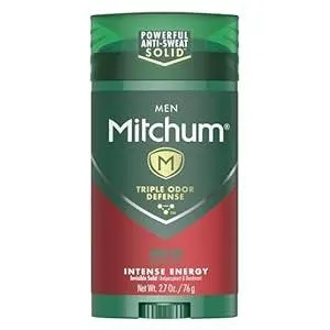 Mitchum Men's Deodorant, Antiperspirant Stick, Triple Odor Defense Invisible Solid, 48 Hr Protection, Dermatologist Tested, Intense Energy, 2.7 oz