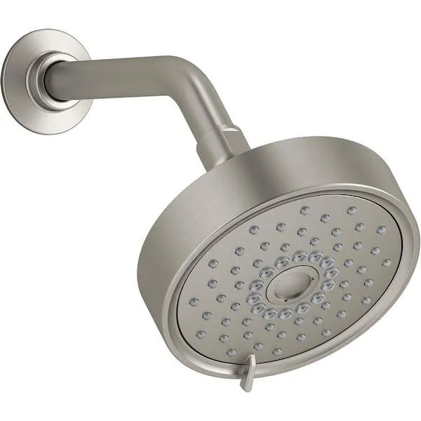 Purist 3-Spray Patterns 5.5 in. Single Wall Mount Fixed Shower Head in Vibrant Brushed Nickel