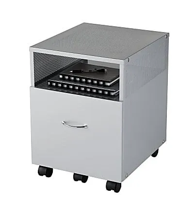 Realspace® Vista 38"D Metal Mobile File Storage Cart, Silver