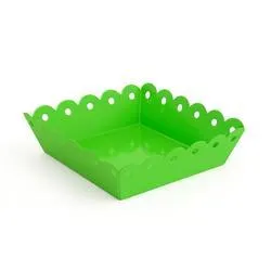 Lime Green Enamel Scalloped Metal Tray