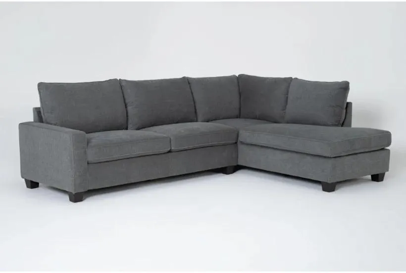 Reid Natural Grey Fabric 109" 2 Piece L-Shaped Sectional with Right Arm Facing Corner Chaise | Track Arms