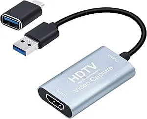 Mcbazel 4K HDMI Video Capture Card USB C, Video Capture Device for Live Streaming/Gaming/Recording, 1080p 60fps USB 3.0 HDMI to USB C Capture Card with Adapter, Compatible with OBS/PS5/Switch/PC/Mac