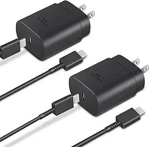 Type C Charger, 2-Pack 25W Type C Fast Charging Block with 6ft USB C Charger Cable Compatible with Galaxy S23 Ultra/S23+/S22/S21/S20/Phone 16/16 Plus/16 Pro Max/15/15 Pro Max/15 Plus-Black