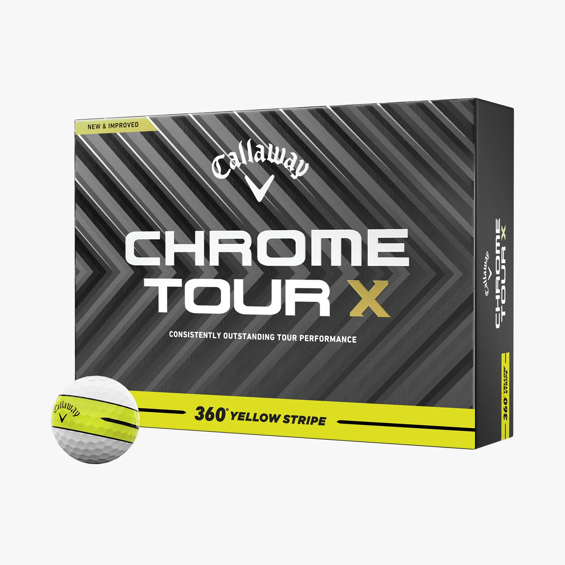 Chrome Tour X 360 Yellow Stripe Golf Balls