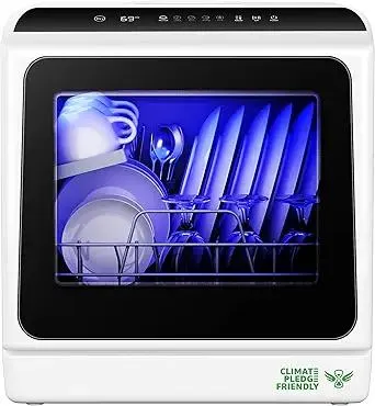 EUHOMY Mini Portable Dishwasher Countertop Compact Dishwashers, Tabletop Small Dishwasher with 5L Built-in Water Tank with 6 Modes and Baby Care for Apartments& RVs, No Hookup Needed