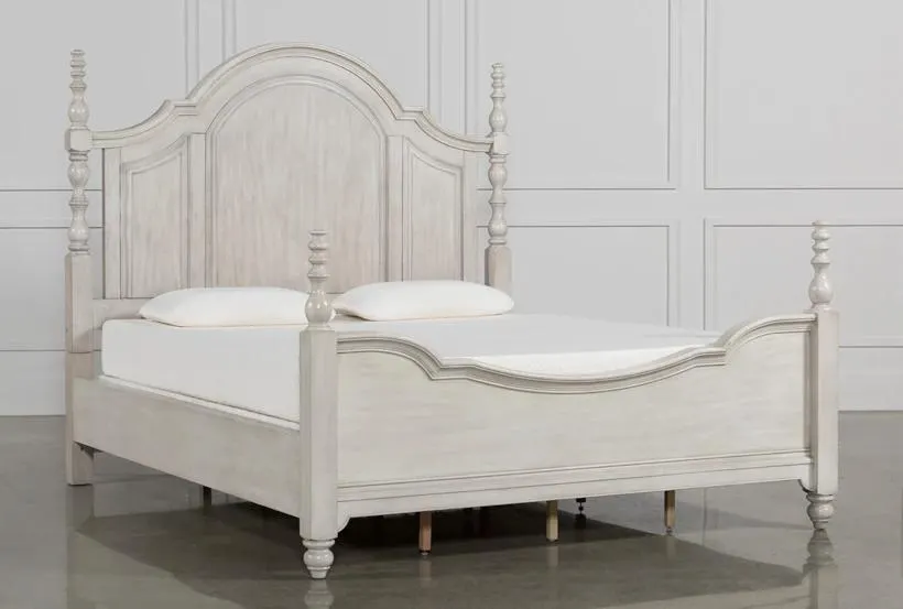 Kincaid White Queen Wood Poster Bed | Adjustable Base Compatible