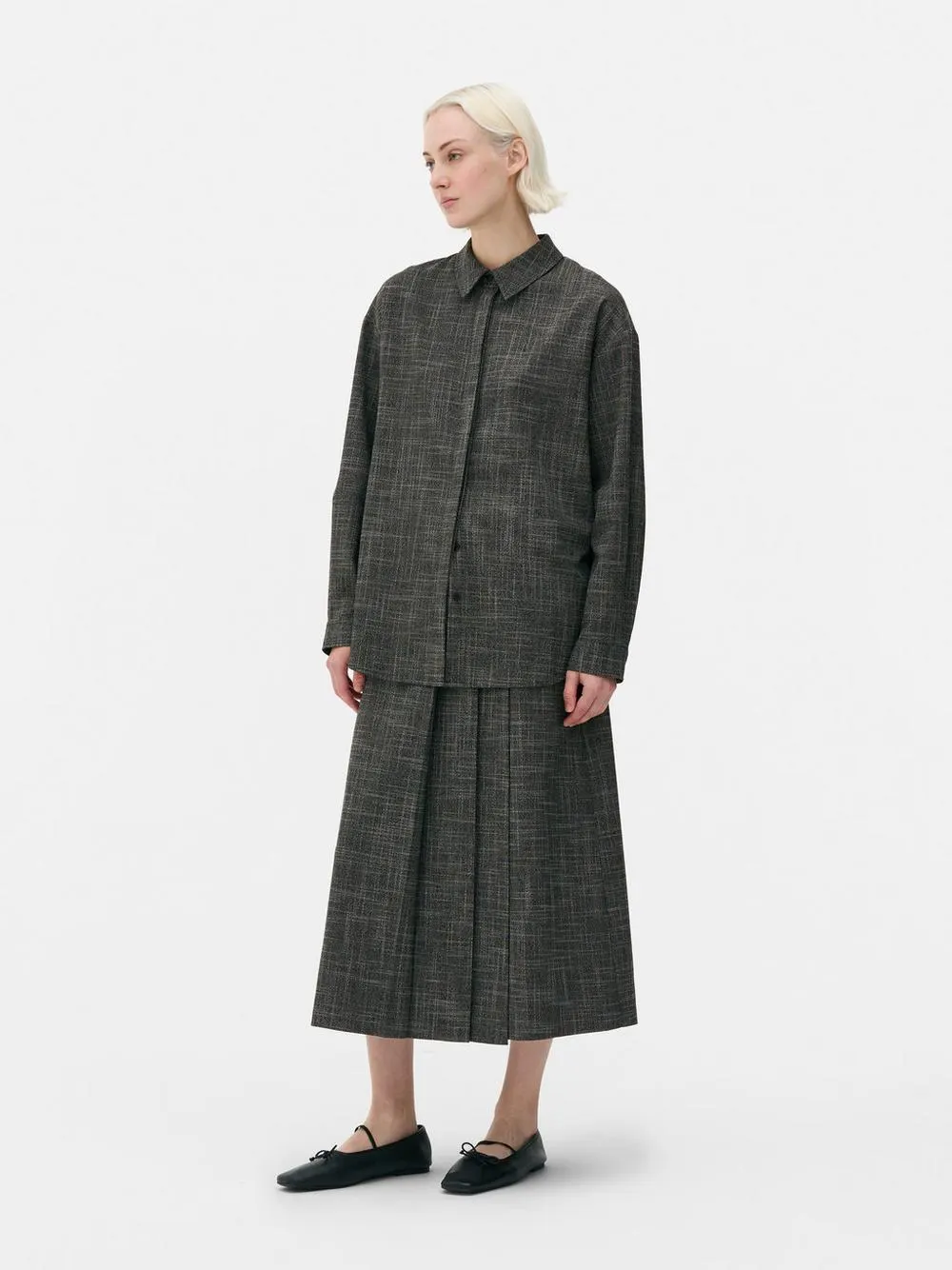 The Edit Textured Midi Skirt