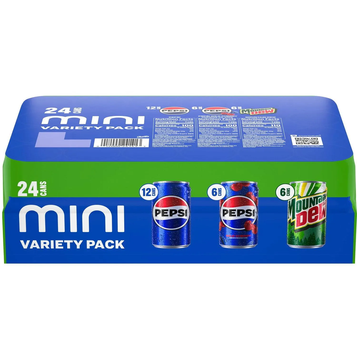 Pepsi and Mountain Dew Mini Cans Variety Pack, 7.5 fl. oz., 24 pk.