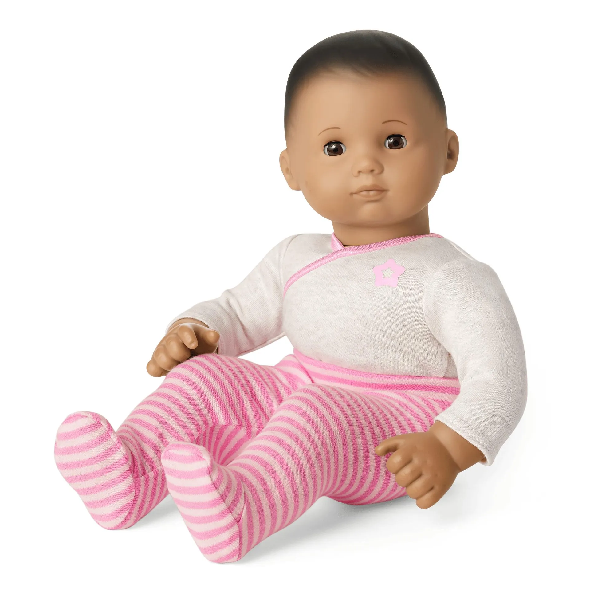 Bitty Baby® Doll #5 with dark brown hair in Soft Blue